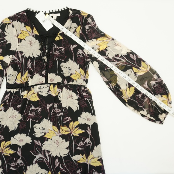 Ella Moss Black Floral Print Chiffon Dress S - Picture 7 of 8